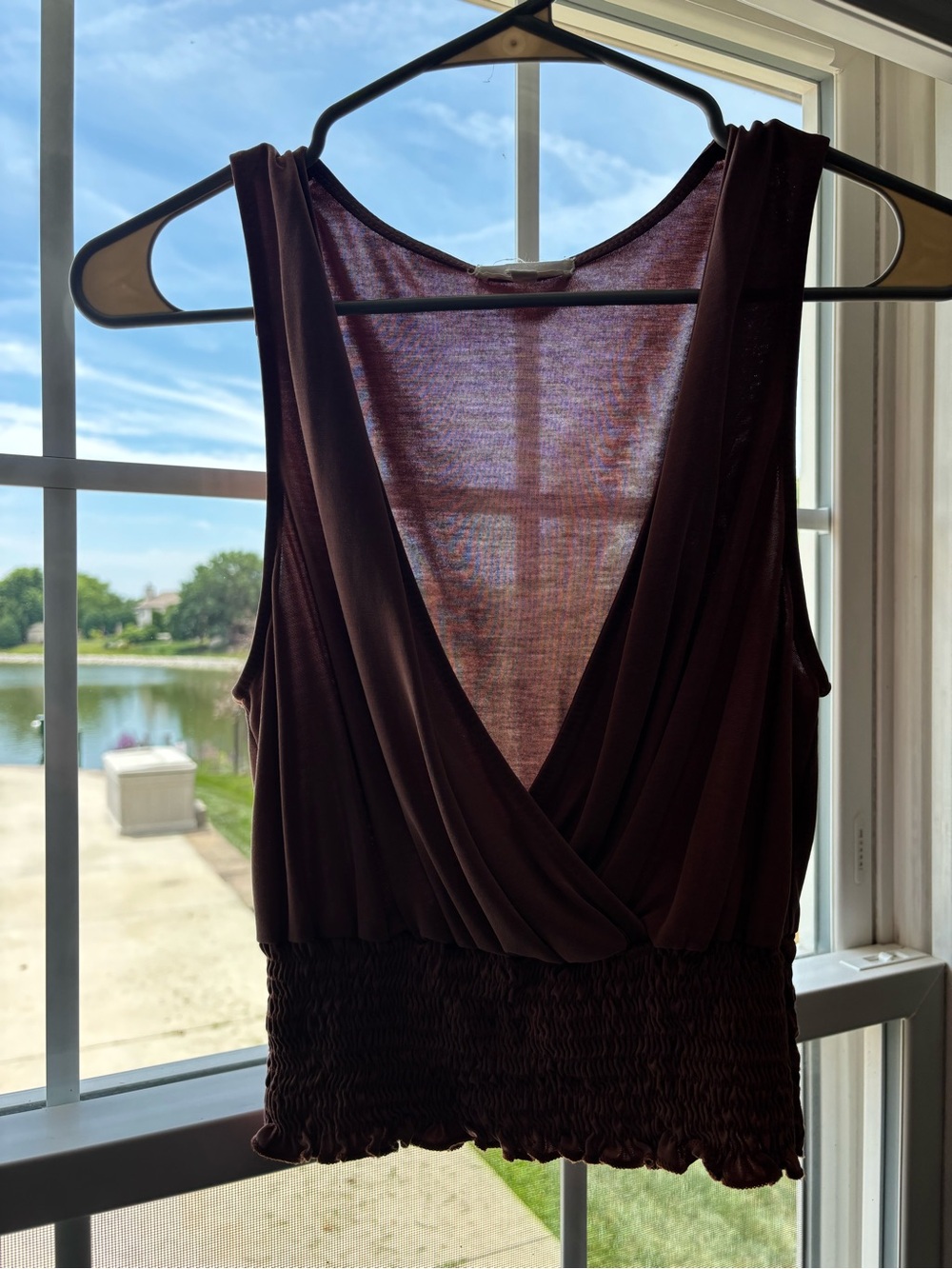 Moa Moa Sleeveless Sheer Top in Brick Red